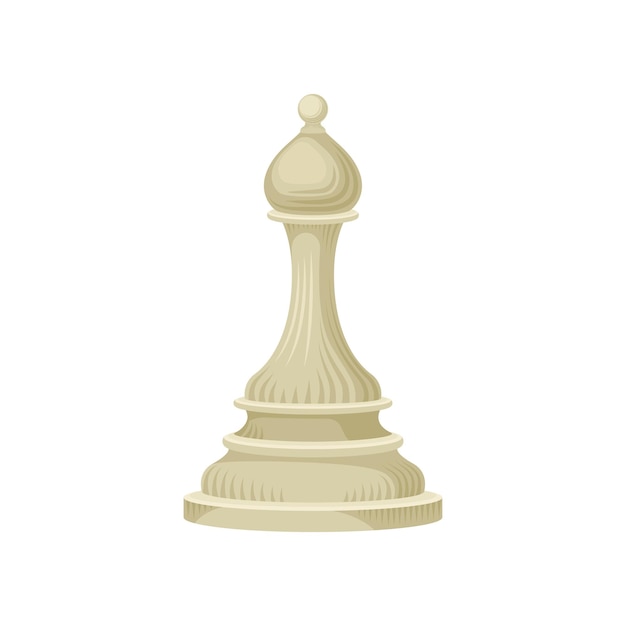 Pièce d'échecs beige clair évêque éléphant Petite figure en bois Jeu de plateau stratégique Thème de loisirs Élément graphique décoratif pour affiche ou flyer Design vectoriel plat isolé sur fond blanc