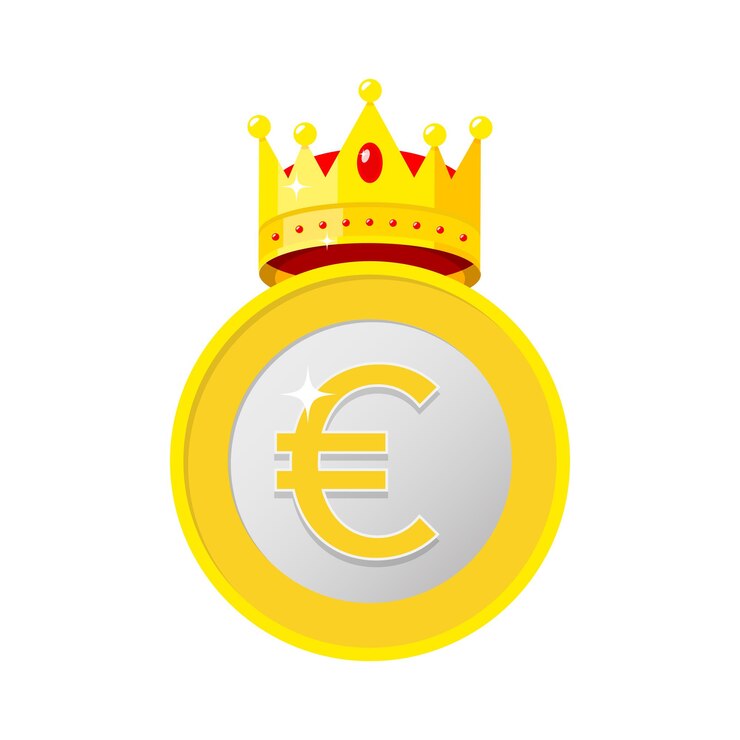 Vecteur pièce en euro illustration de la couronne du roi