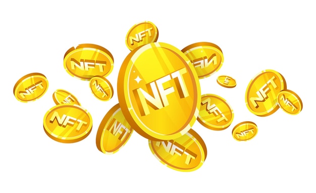 Pièce NFT 3d sous un angle ou des positions différents Technologie Blockchain de crypto-monnaie