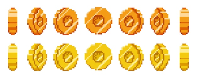 Une pièce d'or d'animation pixel