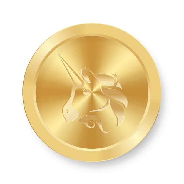 Vecteur pièce d'or d'uniswap concept de médaille uniswap de crypto-monnaie web sur internet