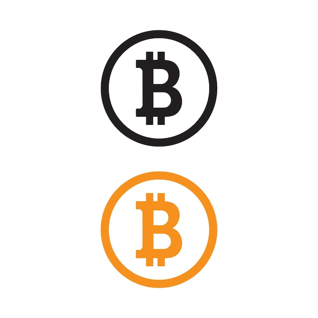 Vecteur des pièces de bitcoin noires et orange sur un fond blanc