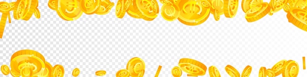 Les pièces en euros de l'Union européenne tombent Les pièces en euro d'or éparpillées L'argent de l'Europe Le jackpot La richesse ou le concept de succès Illustration vectorielle panoramique