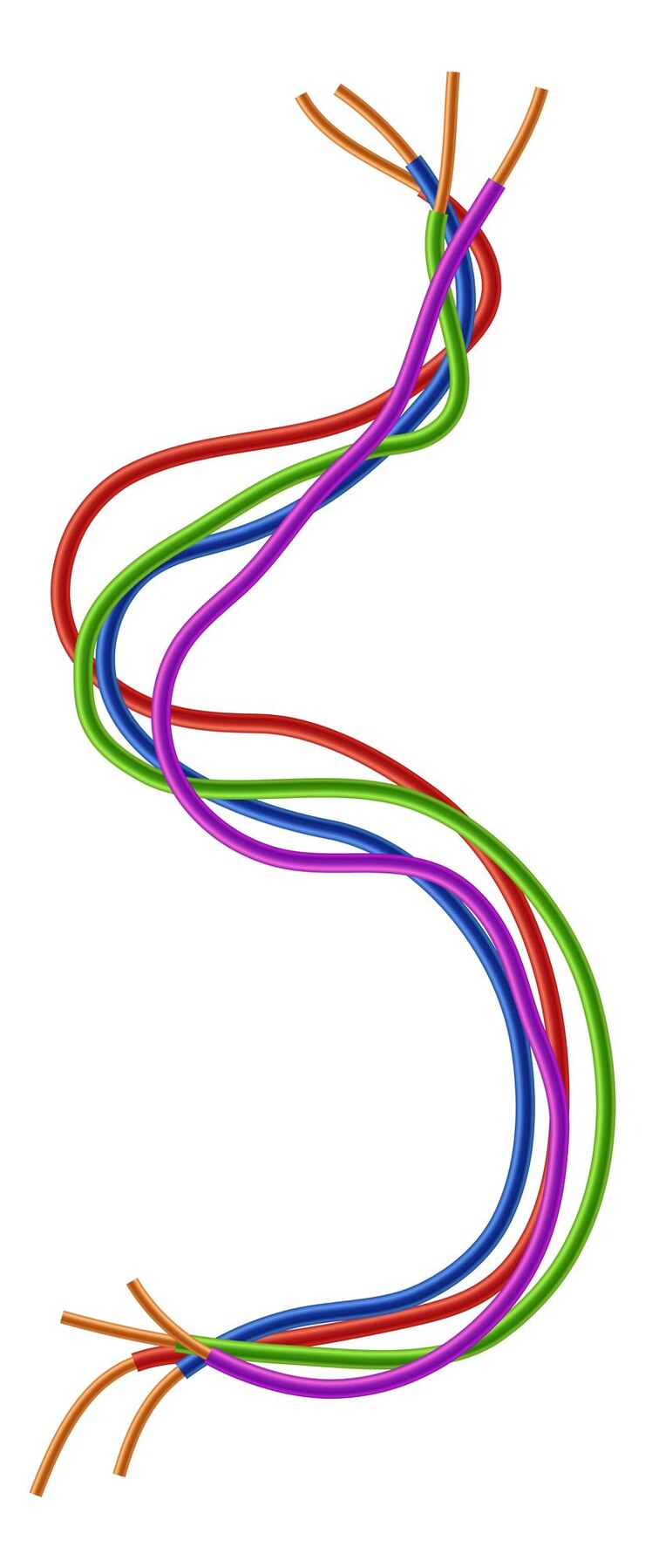 Vecteur pièces de fils de couleur circuit de connexion de câble électrique isolé sur fond blanc