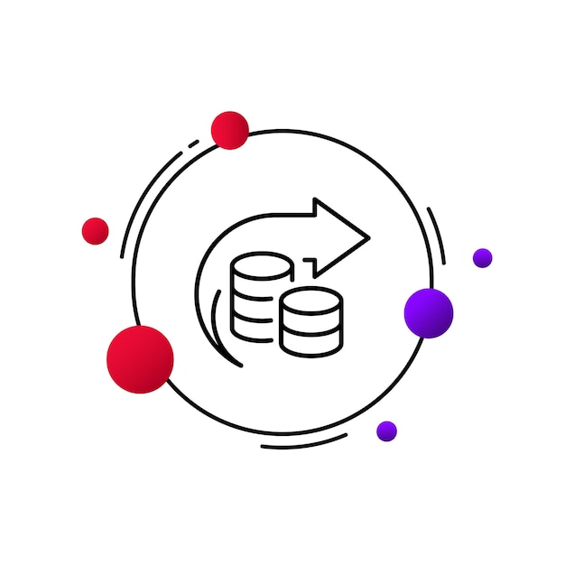 Pièces Avec Icône De Ligne De Flèche De Partage Gestion Financière Du Programme De Parrainage Gagner De L'argent Faire Un Don D'investissements Dépenses De Revenu Salarial Concept De Gestion Financière Icône De Ligne Vectorielle Pour La Publicité