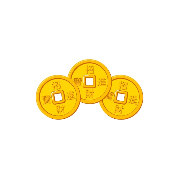 Vecteur pièces de monnaie chinoises dorées vecteur argent de chine or