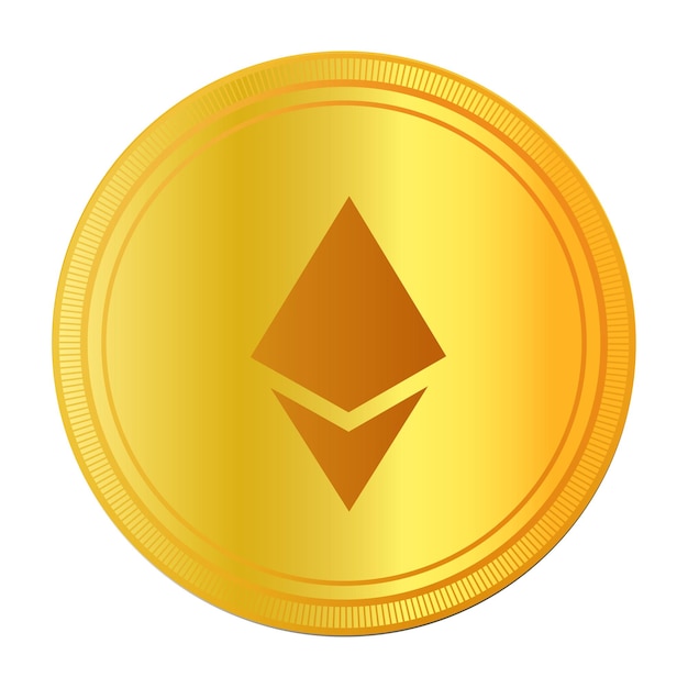 Vecteur pièces d'or de crypto-monnaie avec symbole ethereum