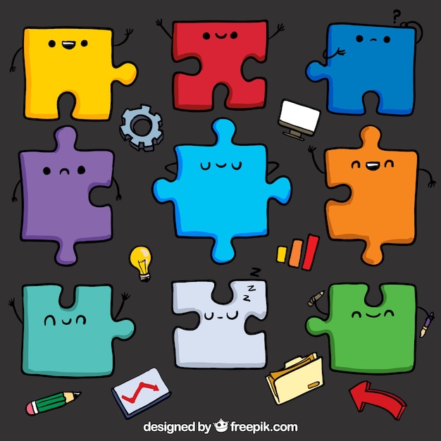 Vecteur des pièces de puzzle mignon