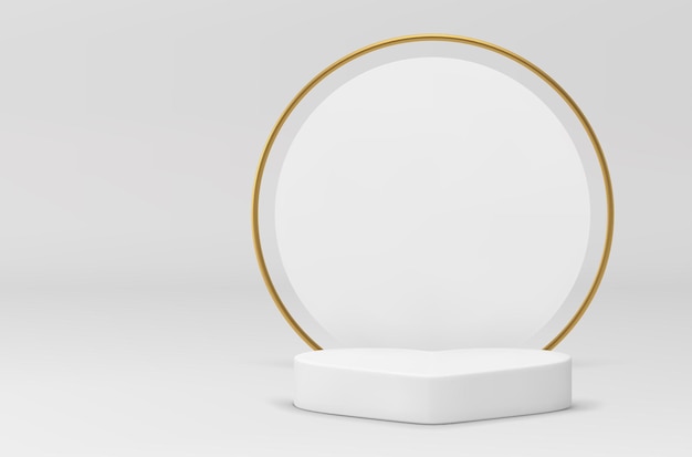 Piédestal 3D Valentines mariage blanc plate-forme de scène élégante pour la célébration des vacances vecteur réaliste