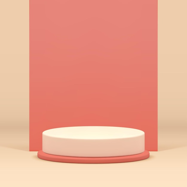 Piédestal de podium en cylindre 3D avec fond de mur neutre pour montrer une illustration vectorielle réaliste