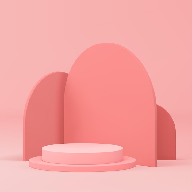 Piédestal de podium rose 3D maquette élégante pour la présentation de produits cosmétiques vecteur réaliste