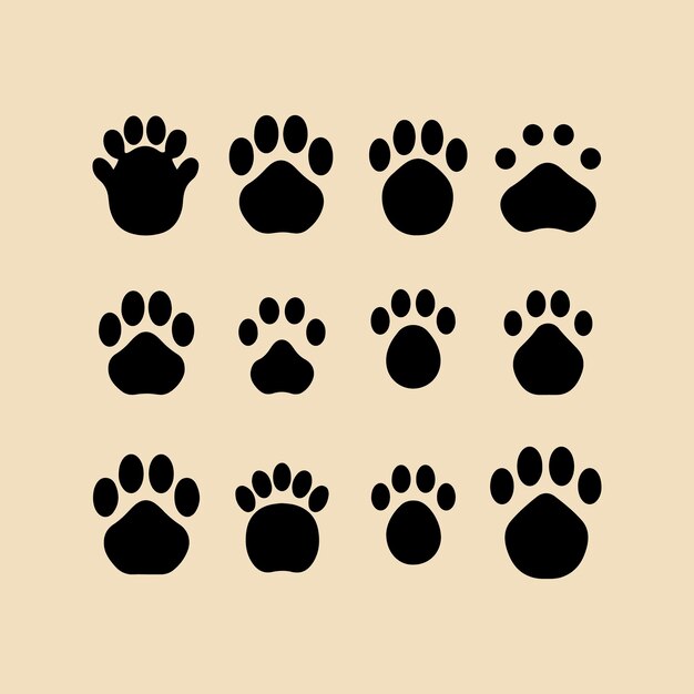 Les Pieds D'animaux Fixés Clipart Sur Une Silhouette Blanche