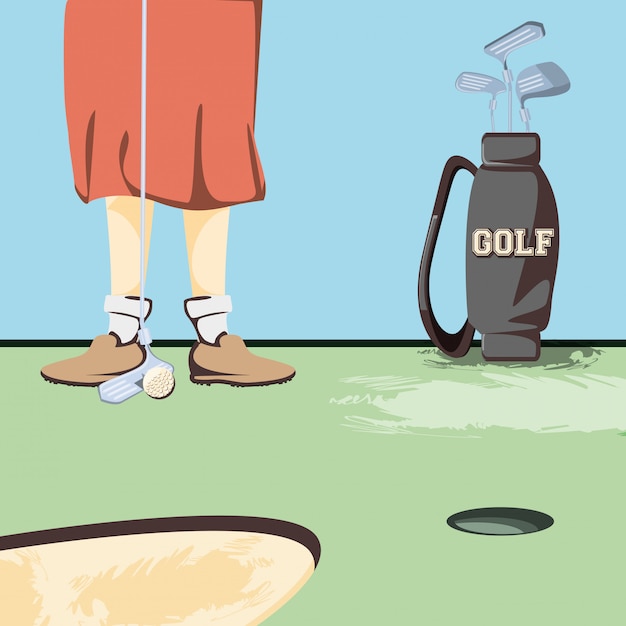 Pieds De Golfeurs Sur Un Parcours De Golf