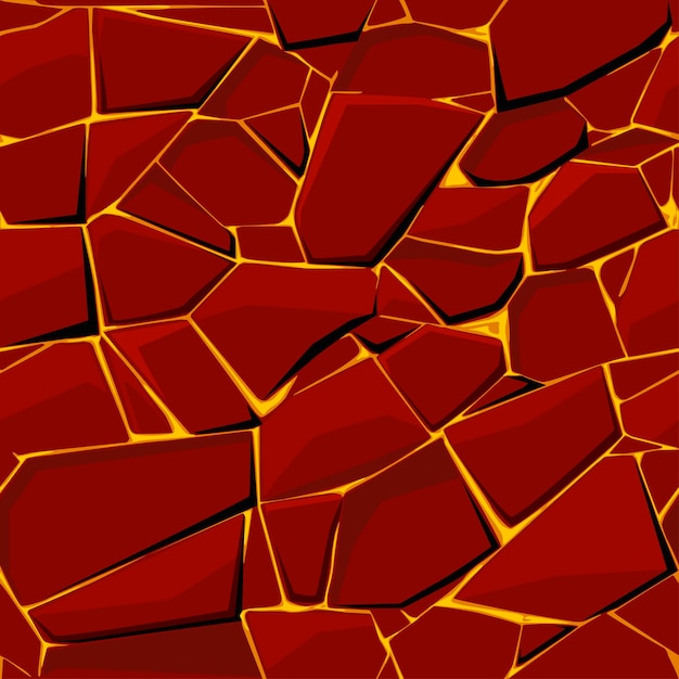 Vecteur pierre rouge de texture transparente avec lave ou feu