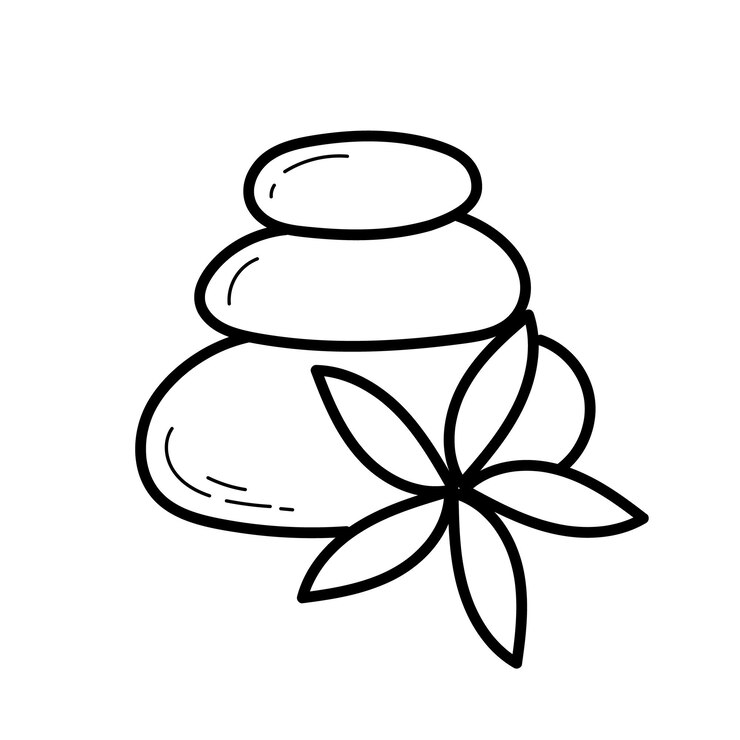 Pierre zen avec contour de fleur icône doodle Concept de spa avec des pierres zen