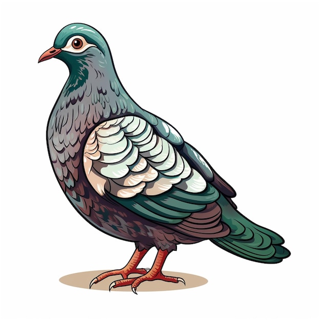 Vecteur pigeon isolé sur fond blanc illustration vectorielle dans le style de dessin animé
