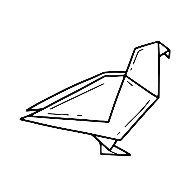 Pigeon oiseau origami dans un style simple doodle Illustration vectorielle isolée sur fond blanc