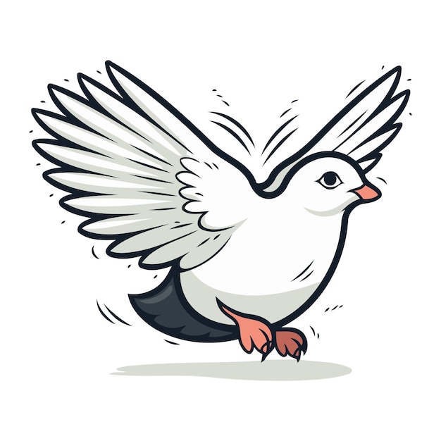 Pigeon Volant Dans L'air Illustration Vectorielle Sur Fond Blanc