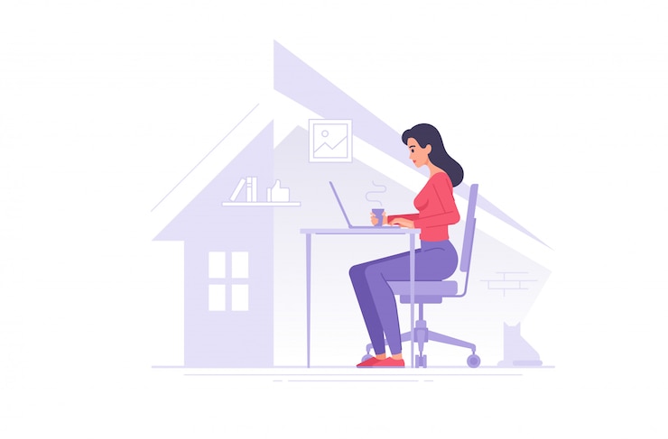 Vecteur pigiste travaillant à la maison illustration vectorielle