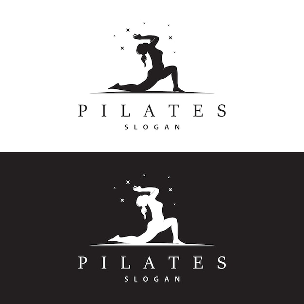 Pilates Pose Logo Yoga Logo Design Modèle Vectoriel Illustration