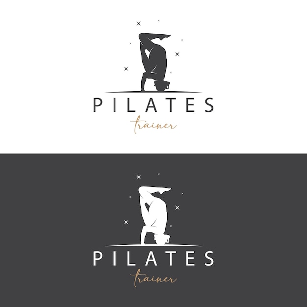 Pilates Pose Logo Yoga Logo Design Modèle Vectoriel Illustration