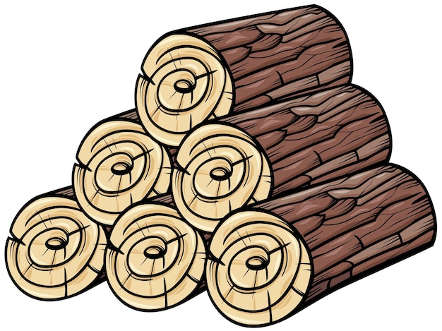 Vecteur pile de bûches ou de souches de bois clip art de dessin animé