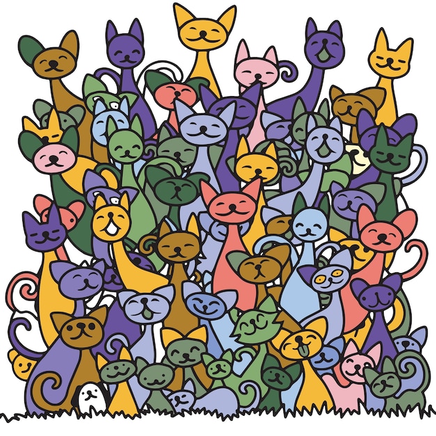 Pile de chats Doodle