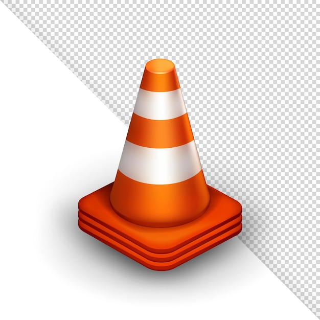 Pile de cônes de signalisation 3d avec rayures orange et blanches. Panneau de barrière pour la construction