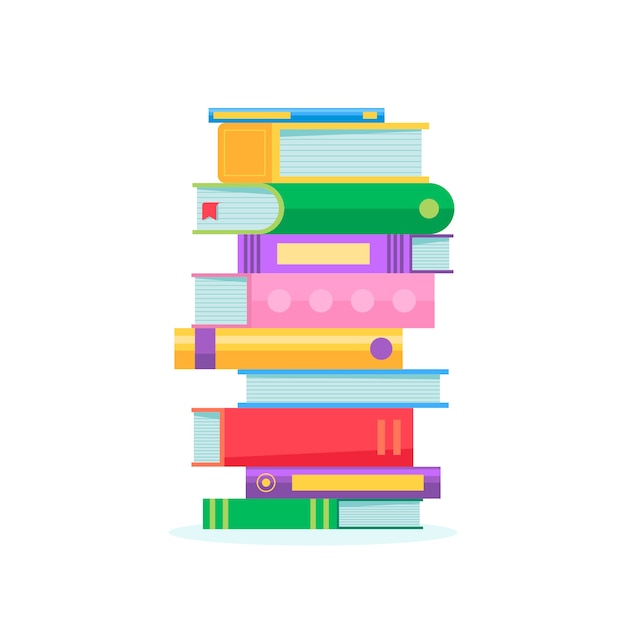 Pile design plat d'illustration de livres