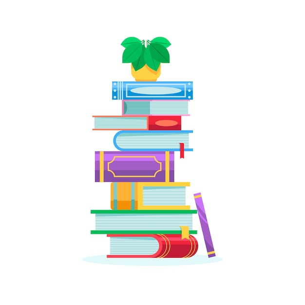 Pile design plat d'illustration de livres