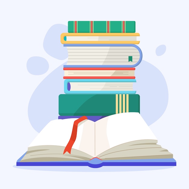 Pile design plat d'illustration de livres