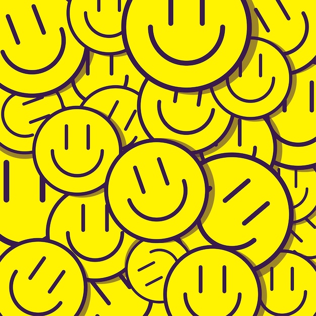 Vecteur pile de dessin animé smiley emojis