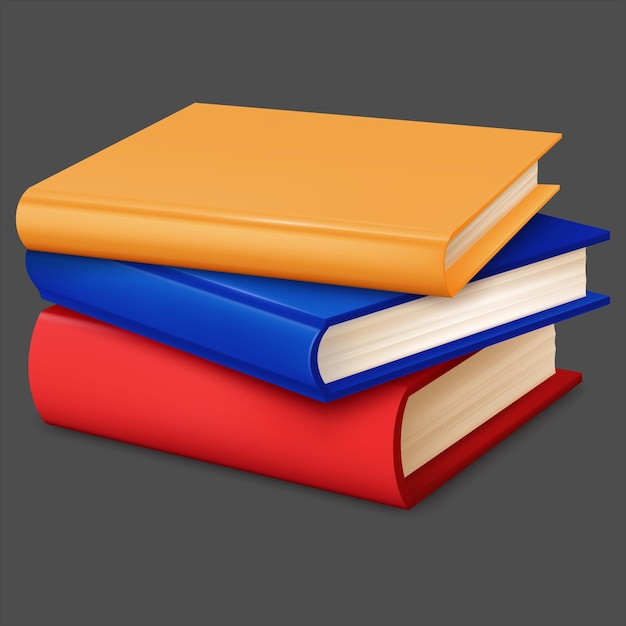 Une pile de livres colorés sur un fond gris