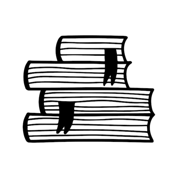 Pile De Livres Dans Un Style Doodle Une Pile De Livres Manuels Blocs-notes Pour La Lecture Illustration Vectorielle