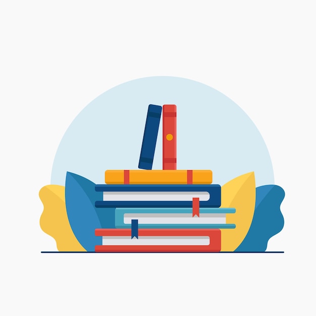 Pile de livres dans un style plat