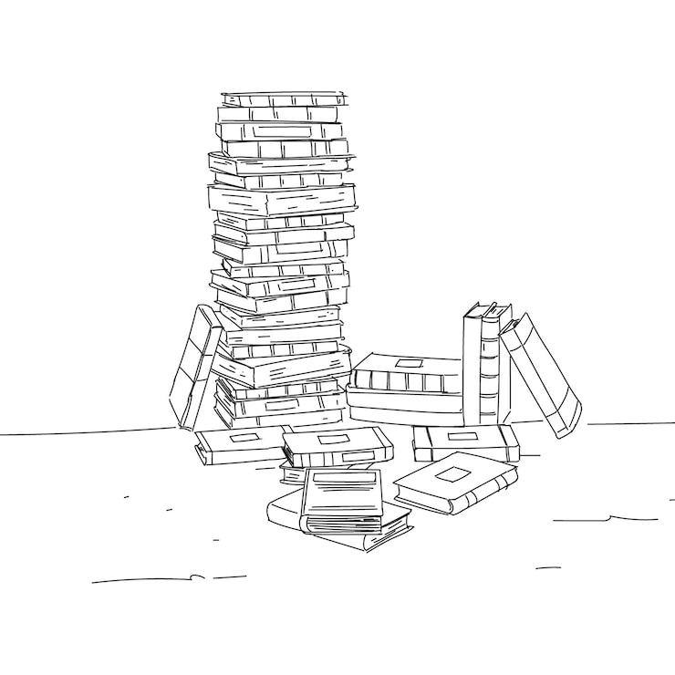 Vecteur pile de livres dessinés à la main vecteur libre