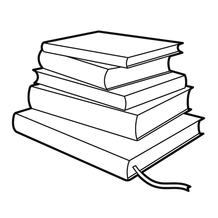 Vecteur une pile de livres éducation scolaire une pile de 5 livres illustration du contour
