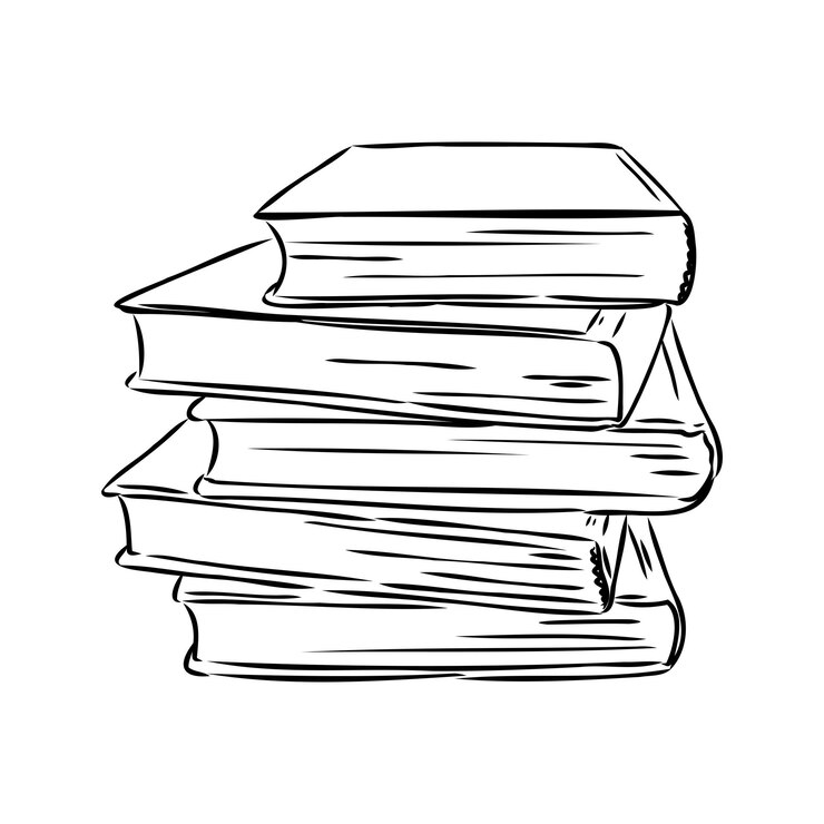 Vecteur pile de livres isolé sur blanc illustration vectorielle de croquis dessinés à la main
