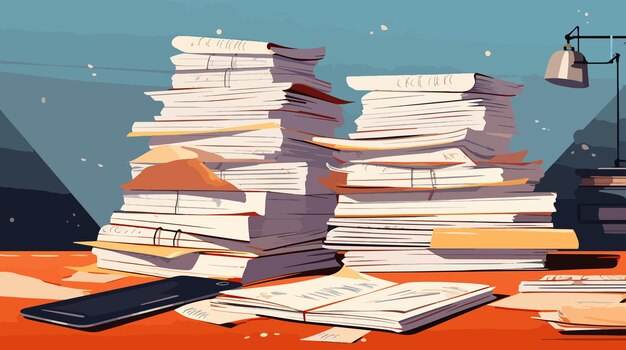 Vecteur une pile de livres sur une table illustration vectorielle