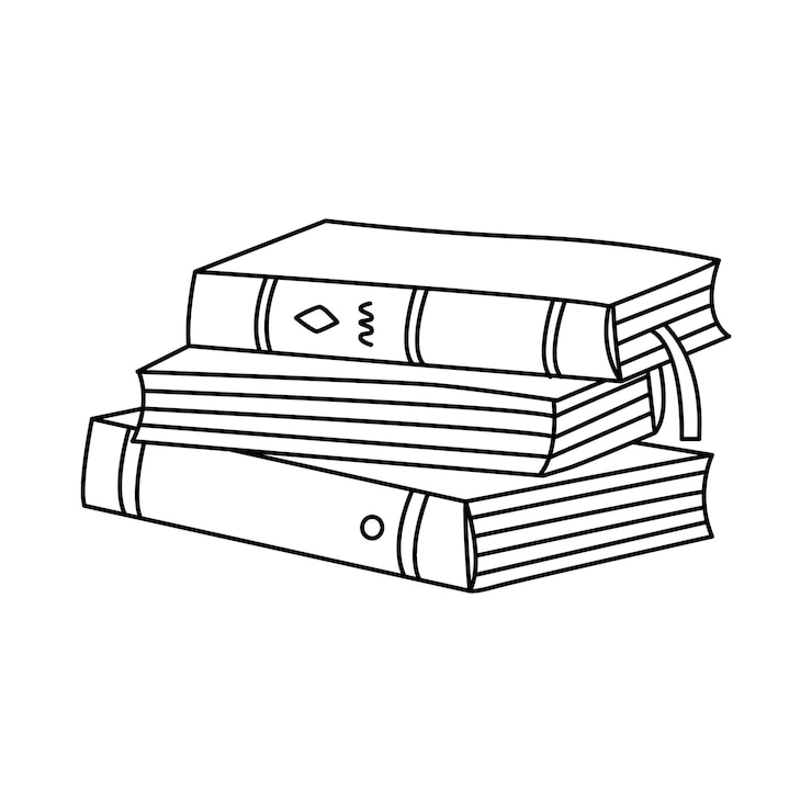 Vecteur pile de livres vecteur doodle illustration dessinée à la main contour noir