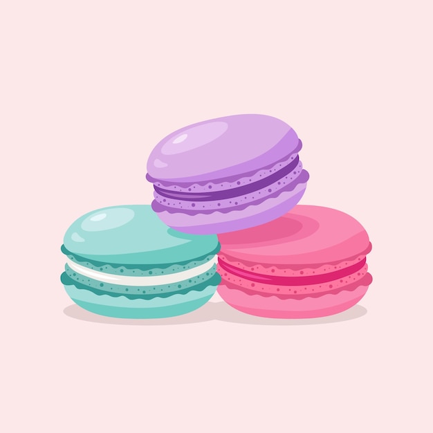 Une pile de macarons sucrés colorés de différentes saveurs et couleurs