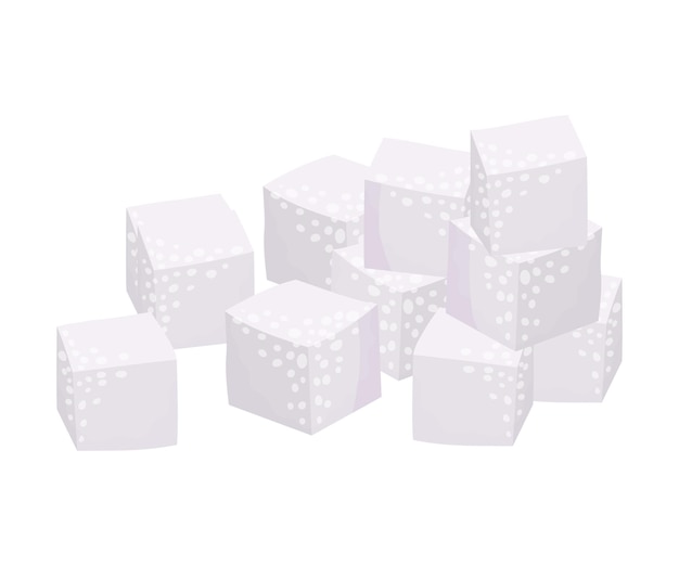 Vecteur pile of white sugar cubes as sweetener for tea and coffee vector illustration