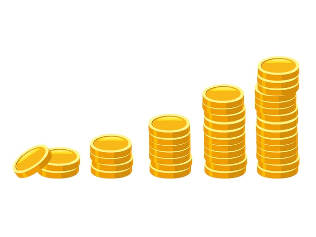 Pile de pièces d'or Des tas d'icône d'argent doré empilés en piles