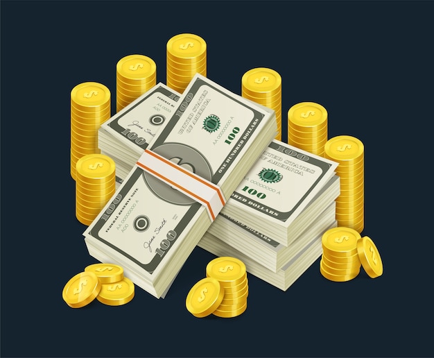 Des piles d'argent et des pièces d'or