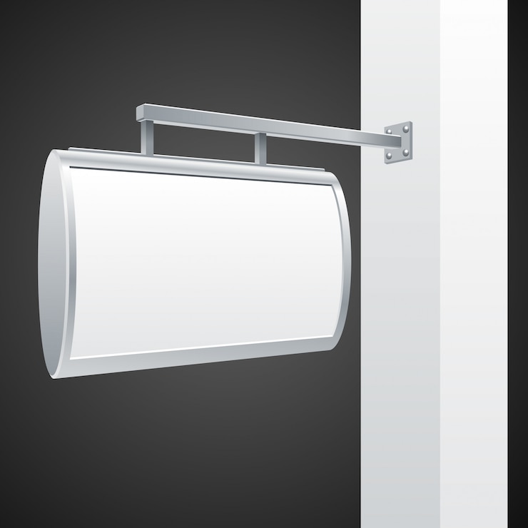 Vecteur pilier blanc avec illustration de panneau vierge