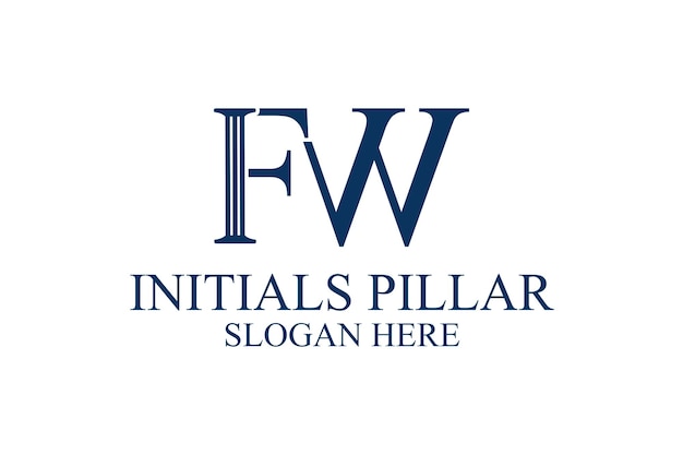Vecteur pilier juridique logo lettre initiale fw vecteur premium