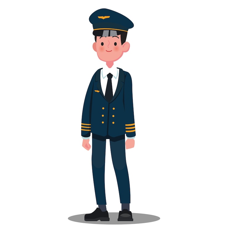 Vecteur pilote professionnel en uniforme d'aviation
