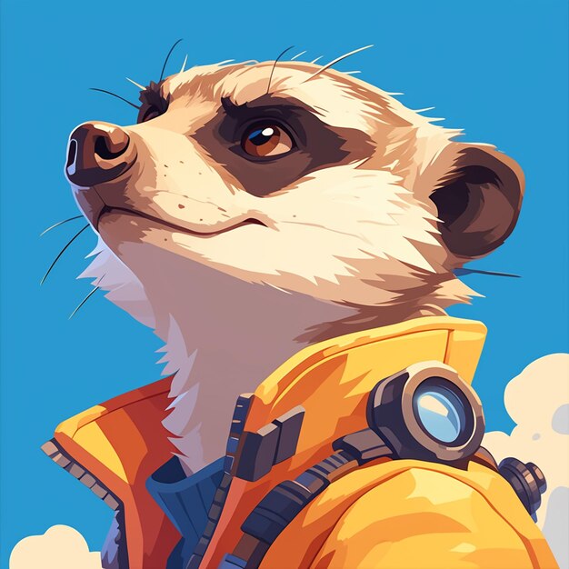 Vecteur un pilote de suricate agile dans le style des dessins animés