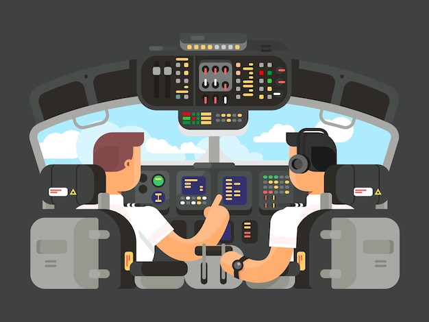 Pilotes au design plat du cockpit