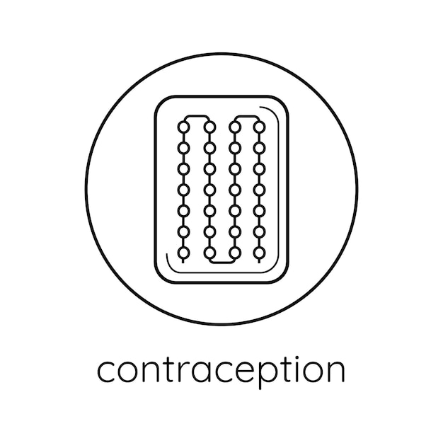 Vecteur pilules contraceptives d'icône de ligne